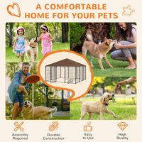 HKM-7595325 Spacious Outdoor Dog Kennel with Rotating Bowl Holders and Weather Protection