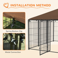 HKM-7595325 Spacious Outdoor Dog Kennel with Rotating Bowl Holders and Weather Protection