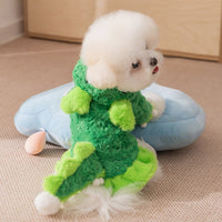 HKM-7596221 Plush Dinosaur Harness Vest for Small Dogs - Cozy Two-Legged Outfit for Autumn and Winter Adventures