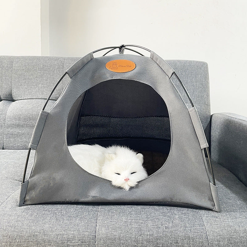 HKM-7596477 Foldable Outdoor Canvas Tent for Cats - Available in Off White, Gray, Coffee, Two Sizes
