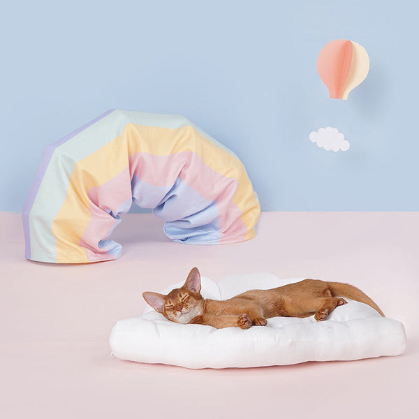 HKM-7596733 Rainbow Cat Tunnel Bed - Removable, Washable Fabric Pet Nest with Cat Litter, Four Seasons Use