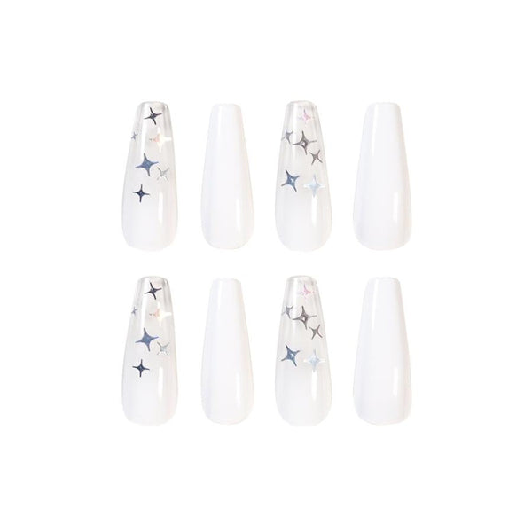 HKM-759699 Waterproof Nail Art Patches - 24 Removable Fake Nail Pieces, Size 10x30mm