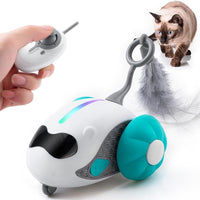 HKM-759827 Interactive Cat Toys For Indoor Cats With Upgraded Rechargeable Joystick Remote Control Smart Automatic Moving Cat Toys With Kitten Toys For All Breeds Of Bored Cat Exercise-Blue