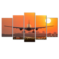 HKM-759891 Airplane Sunset Takeoff HD Canvas Art - Multiple Sizes Available