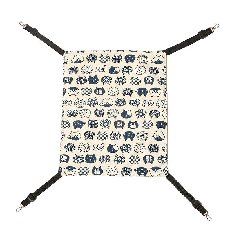 HKM-7599037 Cozy Cotton and Linen Pet Hammock Nest - Removable and Washable, Size S/M/L