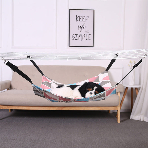 HKM-7599037 Cozy Cotton and Linen Pet Hammock Nest - Removable and Washable, Size S/M/L