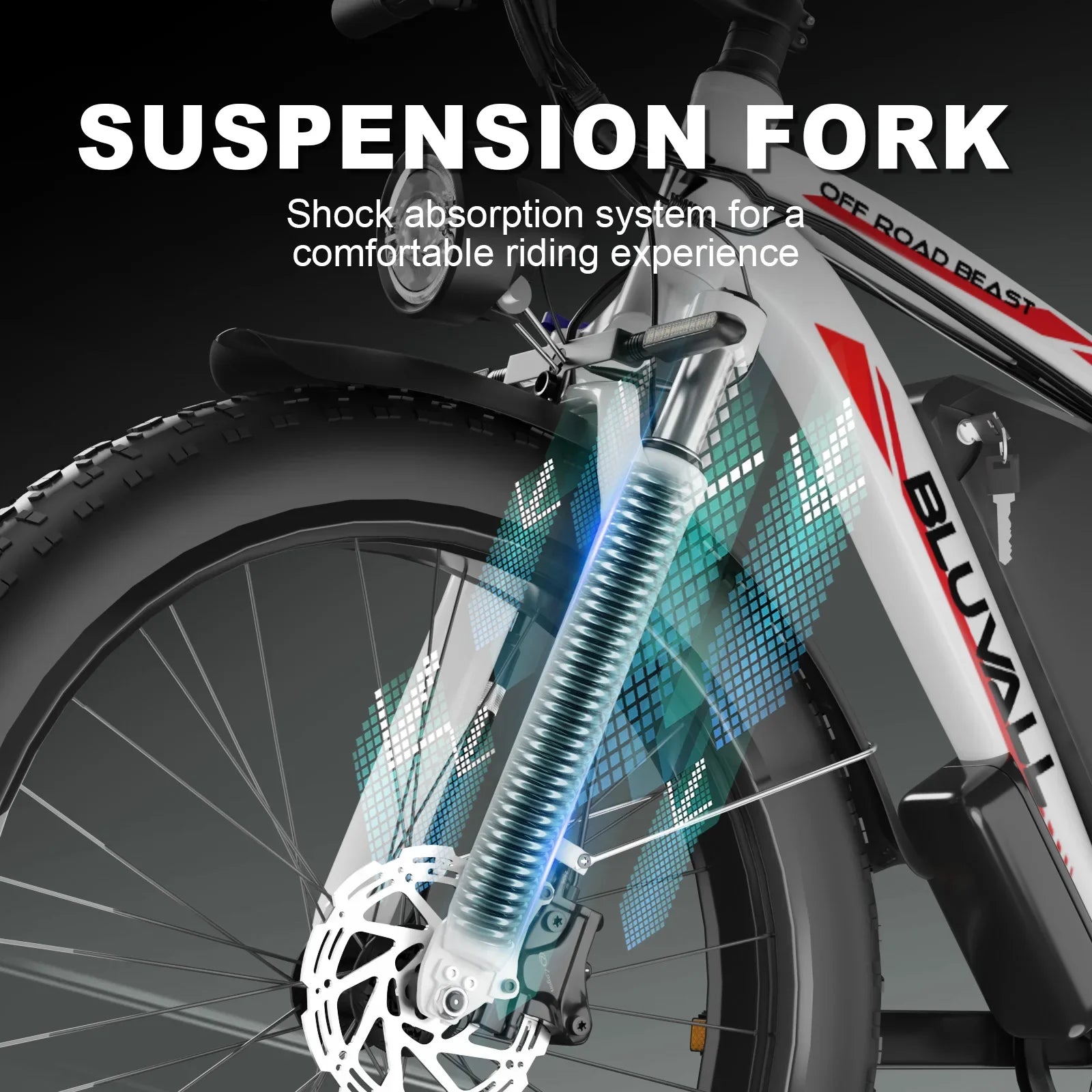 HKM-760147 48V 1000W Full Suspension Fat Tire Electric Mountain Bike for Adults with 26" Wheels and 7-Speed Gears