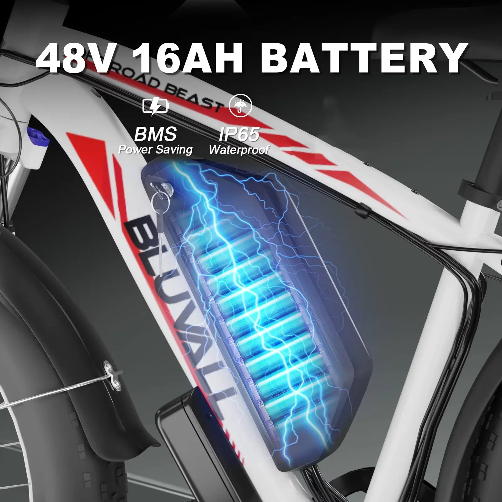 HKM-760147 48V 1000W Full Suspension Fat Tire Electric Mountain Bike for Adults with 26" Wheels and 7-Speed Gears