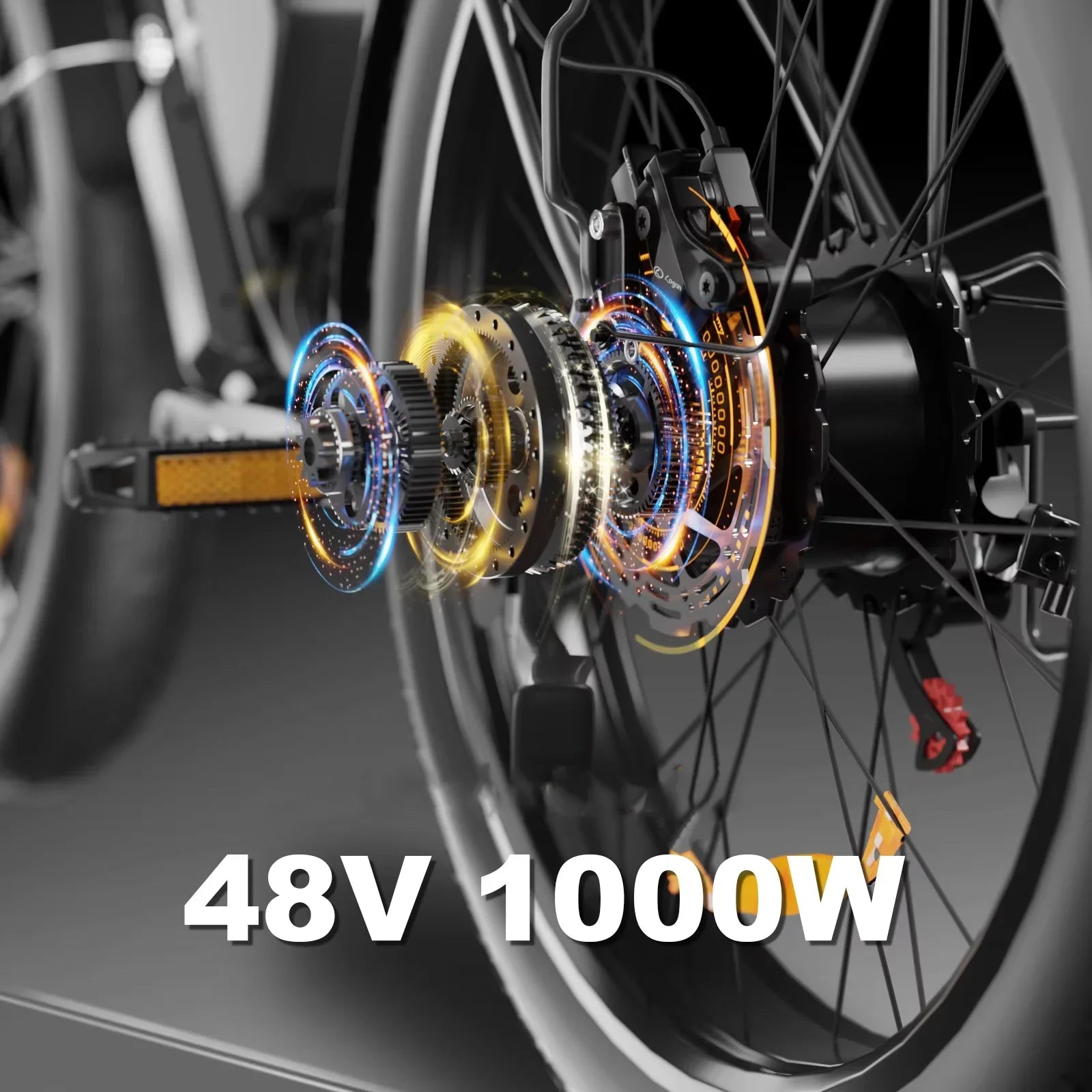 HKM-760147 48V 1000W Full Suspension Fat Tire Electric Mountain Bike for Adults with 26" Wheels and 7-Speed Gears