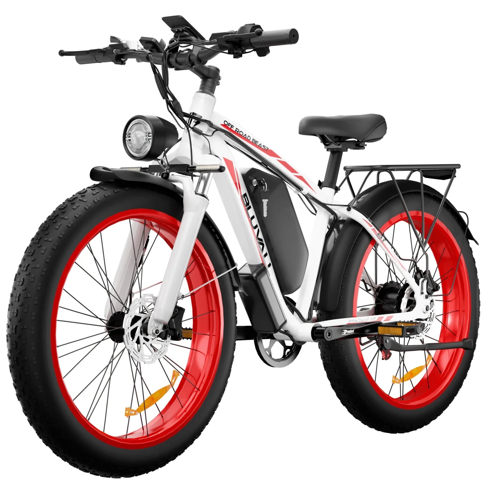 HKM-760147 48V 1000W Full Suspension Fat Tire Electric Mountain Bike for Adults with 26" Wheels and 7-Speed Gears