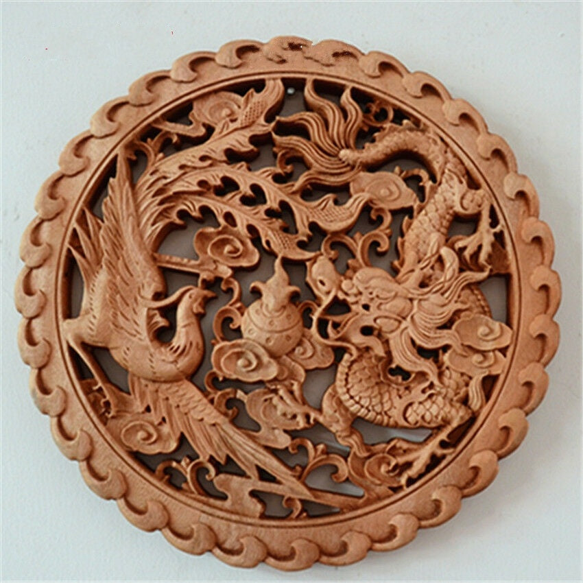 HKM-760147 Solid Camphor Wood Ruyi Pendant - Handcrafted Hollow Carving Decorative Craft