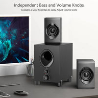 HKM-760211 2.1 Channel Hi-Fi Bluetooth Subwoofer Speaker System with USB, TF and AUX Connectivity for Home Theatre and PC