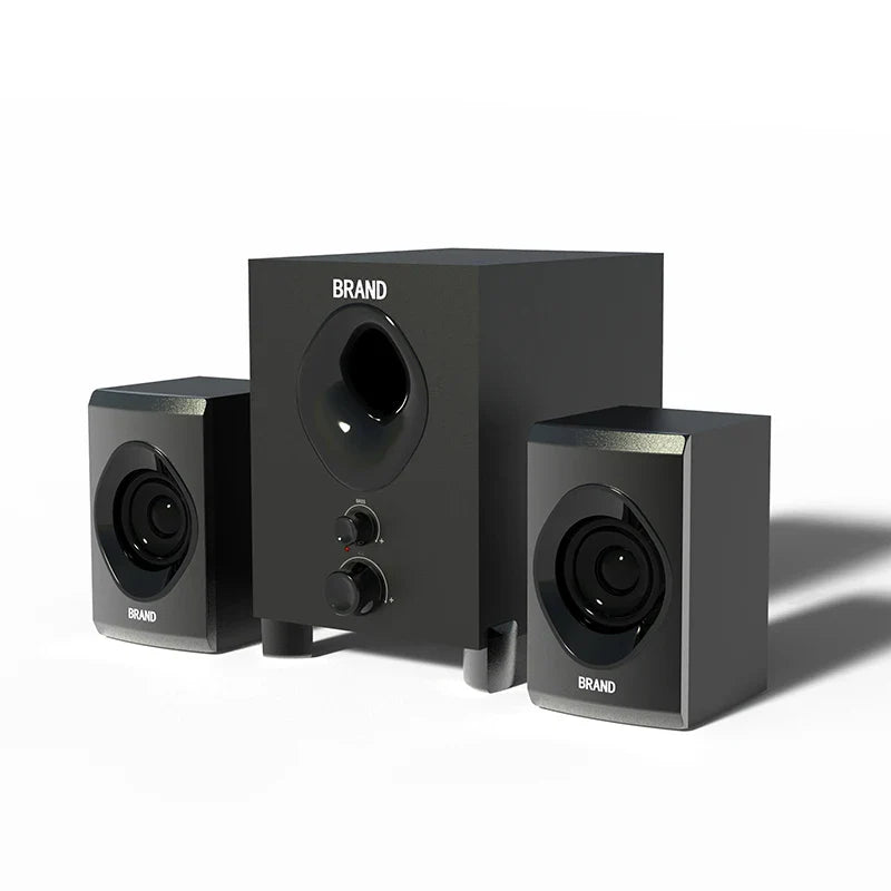 HKM-760211 2.1 Channel Hi-Fi Bluetooth Subwoofer Speaker System with USB, TF and AUX Connectivity for Home Theatre and PC