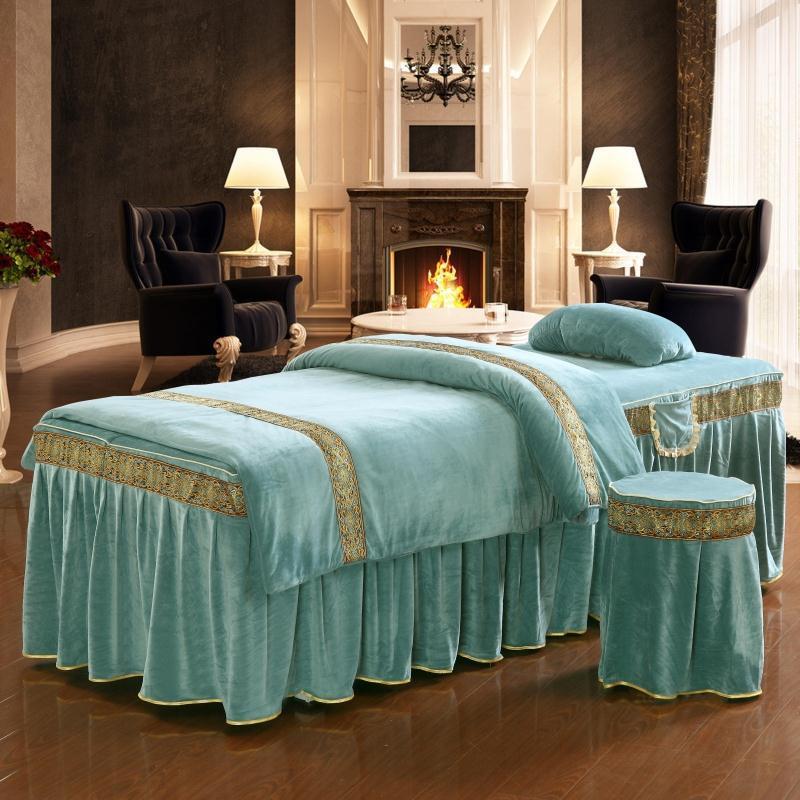 HKM-760211 Four-Piece Soft Polyester Cotton Beauty Bedspread Set for Salons