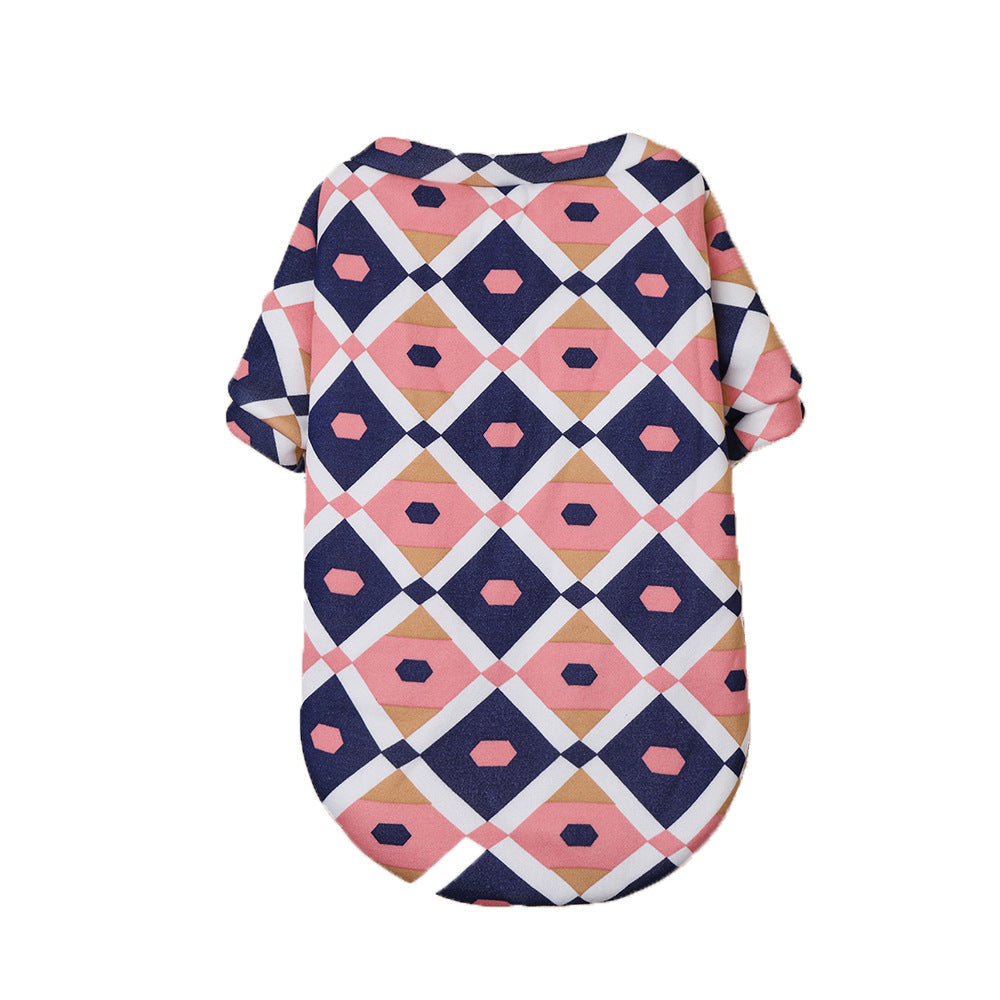 HKM-7602493 Plaid Thick Sweater for Cats in Dark Blue and Pink - Cozy and Stylish Pet Apparel