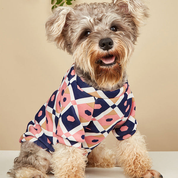 HKM-7602493 Plaid Thick Sweater for Cats in Dark Blue and Pink - Cozy and Stylish Pet Apparel