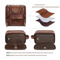 HKM-760275 Large Capacity PU Leather Men's Toiletry Bag - Retro Multifunctional Travel Storage