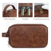 HKM-760275 Large Capacity PU Leather Men's Toiletry Bag - Retro Multifunctional Travel Storage