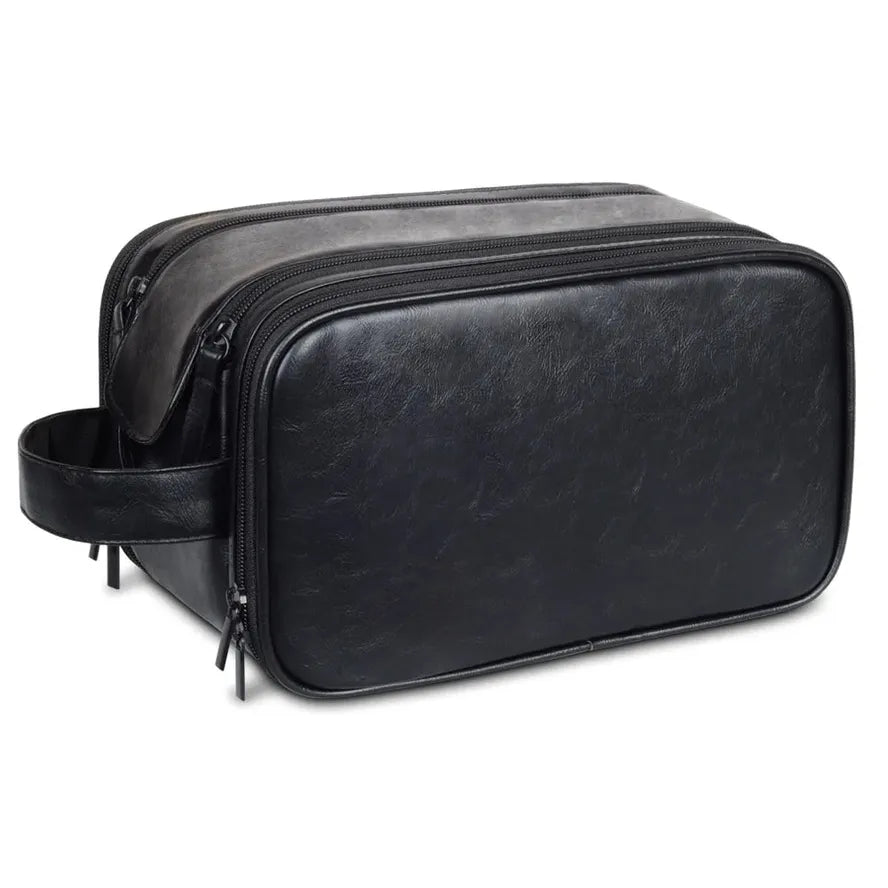 HKM-760275 Large Capacity PU Leather Men's Toiletry Bag - Retro Multifunctional Travel Storage