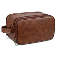 HKM-760275 Large Capacity PU Leather Men's Toiletry Bag - Retro Multifunctional Travel Storage