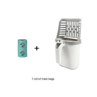 HKM-7603389 Portable Integrated Cat Litter Scoop with Garbage Bag Roll - Gray