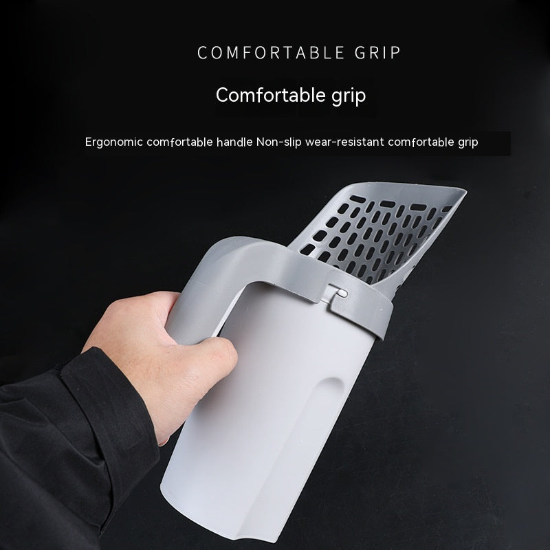 HKM-7603389 Portable Integrated Cat Litter Scoop with Garbage Bag Roll - Gray