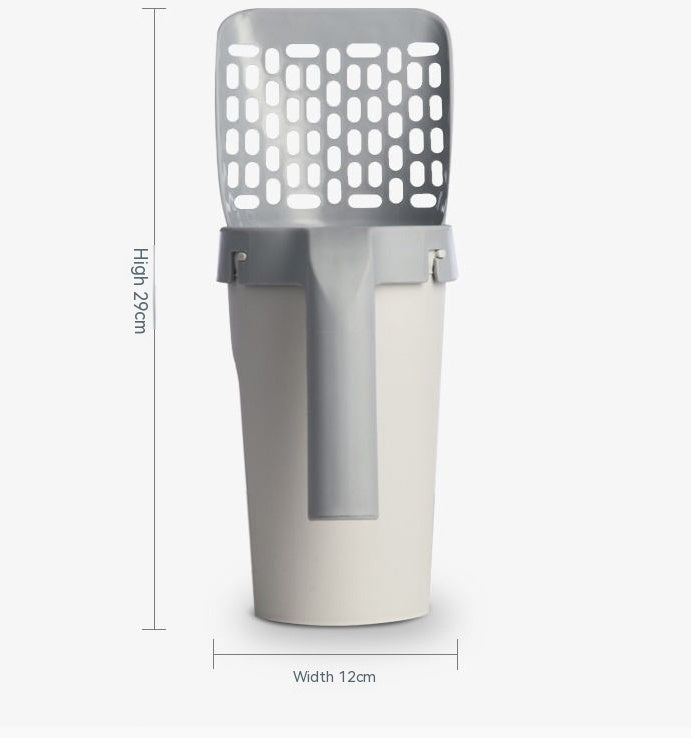 HKM-7603389 Portable Integrated Cat Litter Scoop with Garbage Bag Roll - Gray