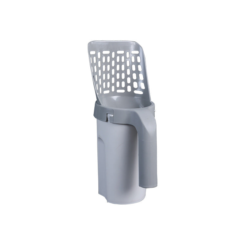 HKM-7603389 Portable Integrated Cat Litter Scoop with Garbage Bag Roll - Gray