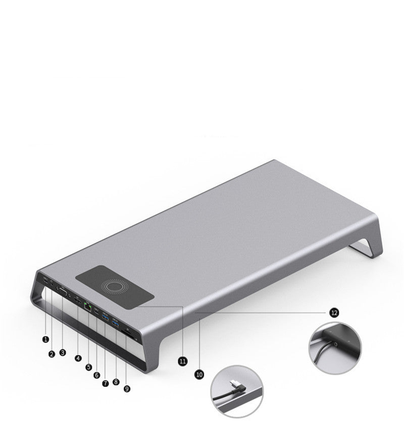HKM-760403 11-in-1 Type-C Wireless Docking Station with 4K HDMI, VGA, PD Charging, and Gigabit Ethernet Ports