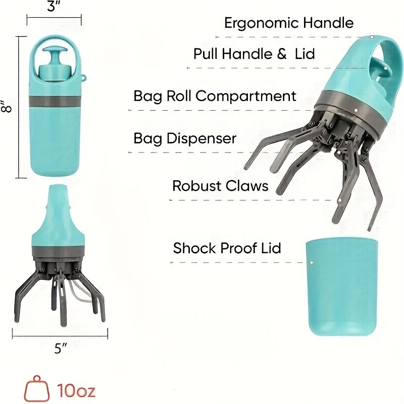 HKM-7604669 Compact Dog Poop Scooper with Built-In Bag Dispenser for Easy Waste Collection