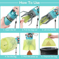 HKM-7604669 Compact Dog Poop Scooper with Built-In Bag Dispenser for Easy Waste Collection