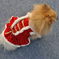 HKM-7604797 Classic Red Velvet Skirt for Pets - Casual New Year and Christmas Style