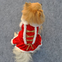 HKM-7604797 Classic Red Velvet Skirt for Pets - Casual New Year and Christmas Style