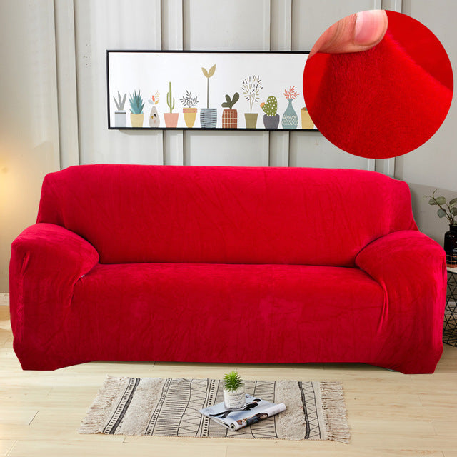 HKM-760595 Elastic Non-Slip Plush Sofa Cover in Various Colors