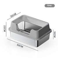 HKM-7606845 Deep Semi-Closed Stainless Steel Cat Litter Box with Various Height Options