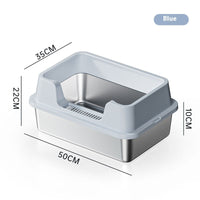 HKM-7606845 Deep Semi-Closed Stainless Steel Cat Litter Box with Various Height Options