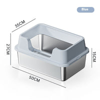 HKM-7606845 Deep Semi-Closed Stainless Steel Cat Litter Box with Various Height Options