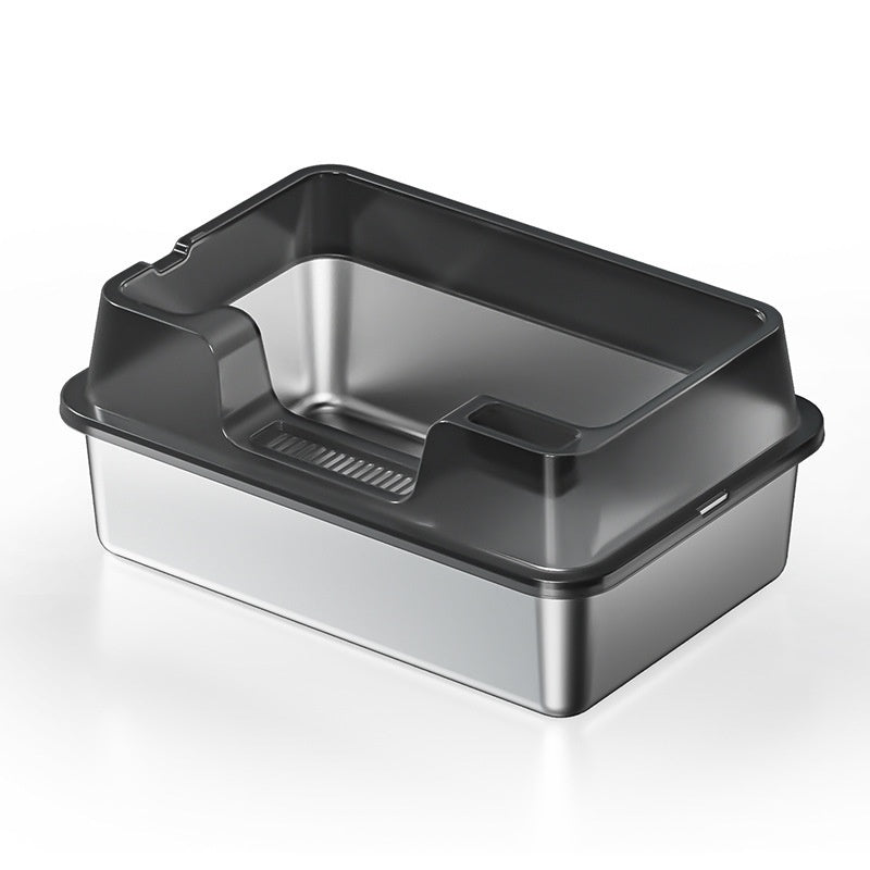 HKM-7606845 Deep Semi-Closed Stainless Steel Cat Litter Box with Various Height Options