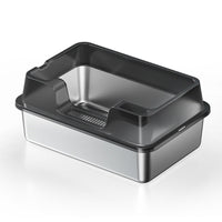 HKM-7606845 Deep Semi-Closed Stainless Steel Cat Litter Box with Various Height Options