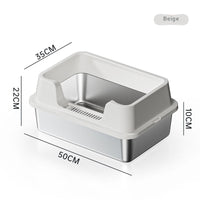 HKM-7606845 Deep Semi-Closed Stainless Steel Cat Litter Box with Various Height Options