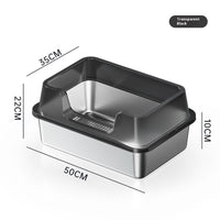 HKM-7606845 Deep Semi-Closed Stainless Steel Cat Litter Box with Various Height Options