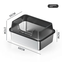 HKM-7606845 Deep Semi-Closed Stainless Steel Cat Litter Box with Various Height Options