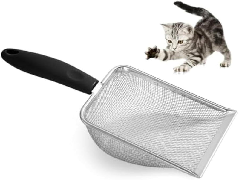 HKM-760723 Stainless Steel Cat Litter Scoop with Small Mesh Design for Easy Cleaning and Ergonomic Handle
