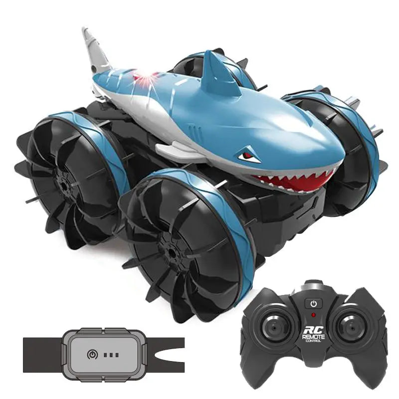 HKM-760787 RC Amphibious Shark Stunt Vehicle for Boys - Ready-to-Use 2.4GHz Remote Control Car, Waterproof Design