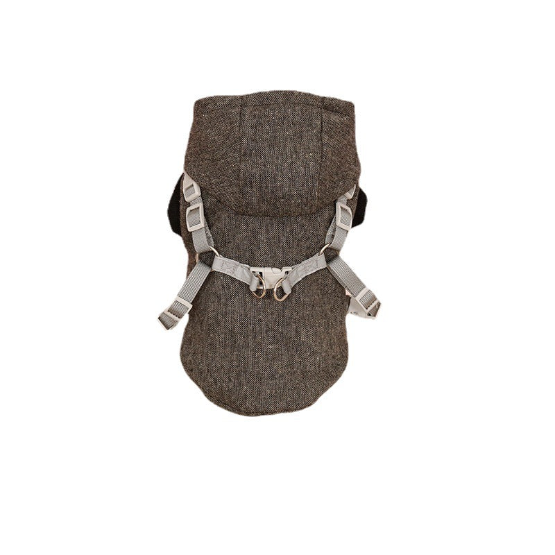HKM-7608253 Extra Thick Band Chest and Back Sweater for Pets - Black and Gray, Casual Style, Various Sizes Available