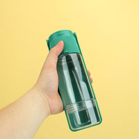 HKM-7609021 Portable Pet Water Bottle with Drinking Bowl for Dogs and Cats ¨C Travel Feeder with Easy One-Click Design