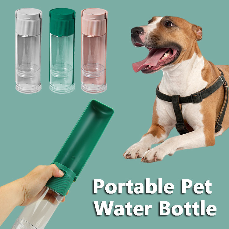 HKM-7609021 Portable Pet Water Bottle with Drinking Bowl for Dogs and Cats ¨C Travel Feeder with Easy One-Click Design