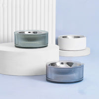 HKM-7609149 Single Bowl Anti-Tip Cat Tray in White, Blue, Gray, and Green - Medium Size