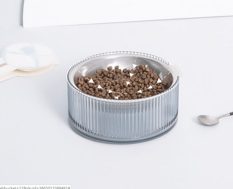 HKM-7609149 Single Bowl Anti-Tip Cat Tray in White, Blue, Gray, and Green - Medium Size