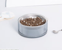 HKM-7609149 Single Bowl Anti-Tip Cat Tray in White, Blue, Gray, and Green - Medium Size